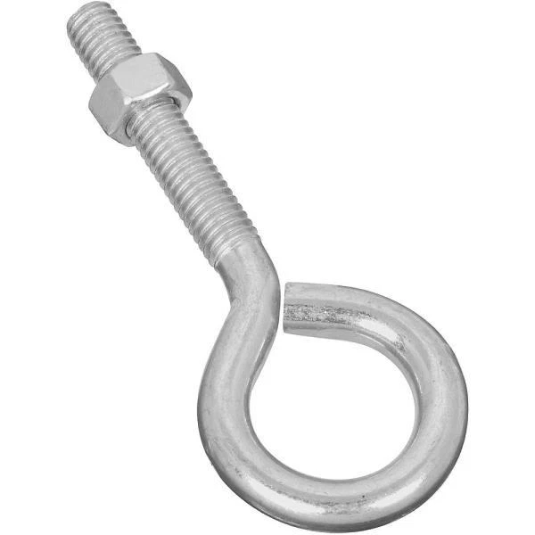 100 Pk National 3/8" X 4" Steel Zinc Plated 1" Hole Eye Bolt & Nut N221267