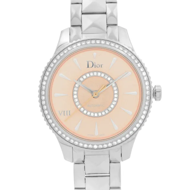 Christian Dior VIII Montaigne Steel Diamond Pink Dial Ladies Watch CD152510M002 2