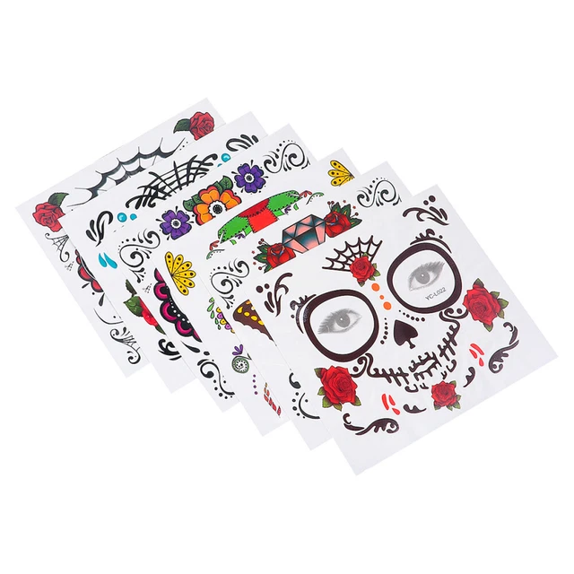Papel Halloween Pegatina Facial Calavera Tatuaje Caricatura Imágenes