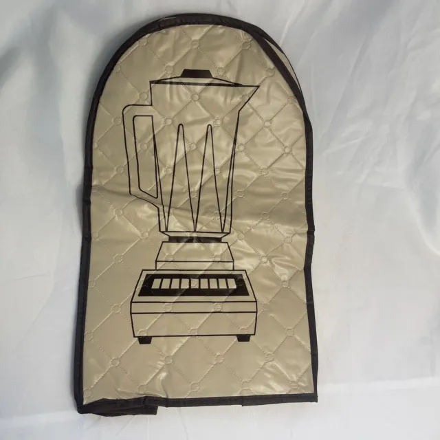 Vintage 1985 Quilted Appliance Cover Tan Brown Vinyl Blender Graphic New In Bag