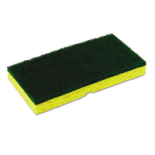 Medium-Duty Sponge N' Scrubber, 3.38 X 6.25, 0.88" Thick, Yellow/green, 3/pack,