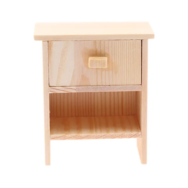 1/12 Dollhouse Mini Bedside Table Drawer Cabinet Dollhouse Bedroom Decoration