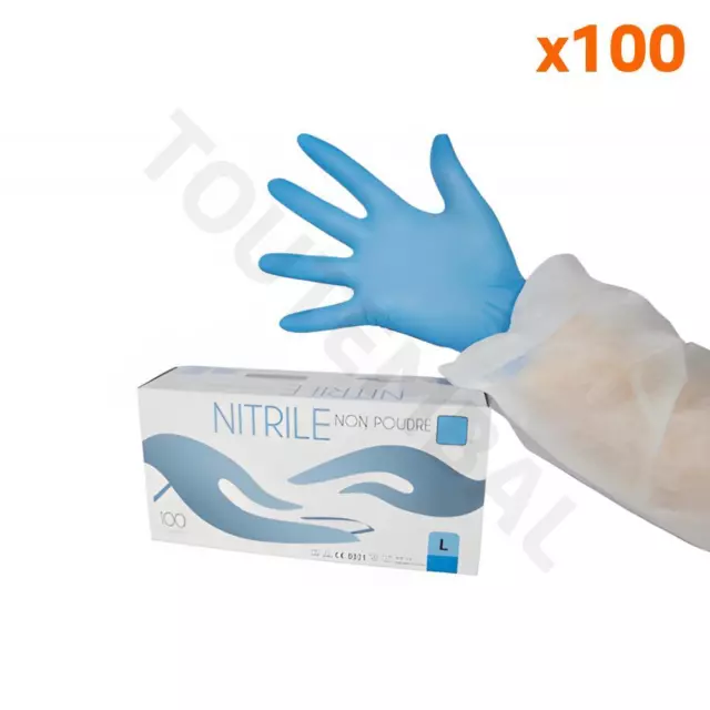 Gants Bleus en nitrile jetables à usage unique TAILLE XL (par 100)