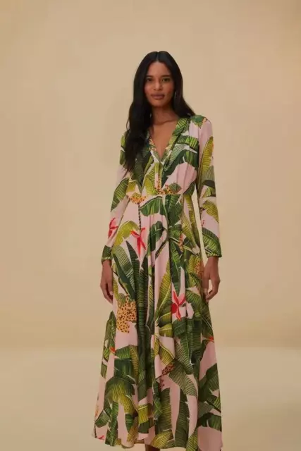 NW AUTH FARM RIO PINK BANANA LEAVES Maxi Dress SZ EXTRA LARGE XL FREE SHIP