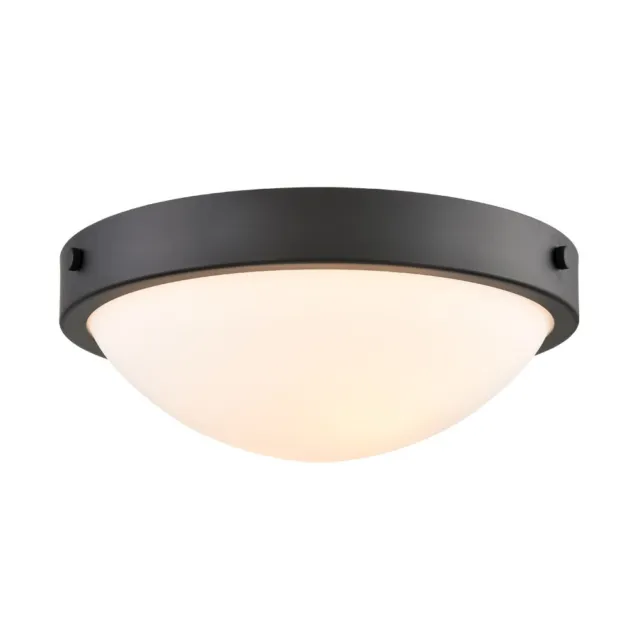 Farmhouse Black Flush Mount Ceiling Light Milk Glass Shade Ceiling Light Fixture