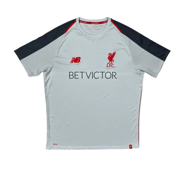 NEW BALANCE Liverpool FC football Shirt Training Top Large Mens Grey