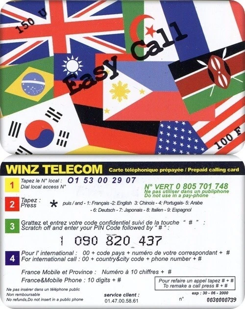 #129 Rare Winz Telecom 100 F / Ttb-Luxe Code Prepaid Card