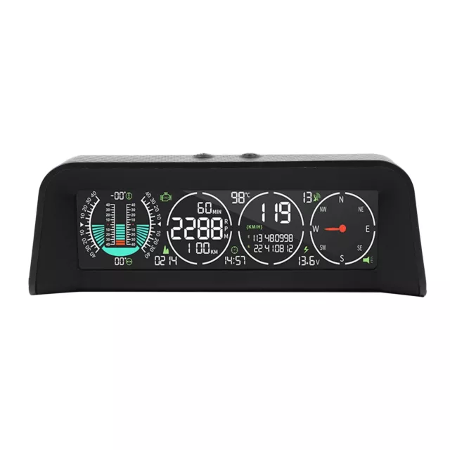 OBD2+GPS Car HUD Digital Speedometer Inclinometer Voltage Watertank Temp Monitor