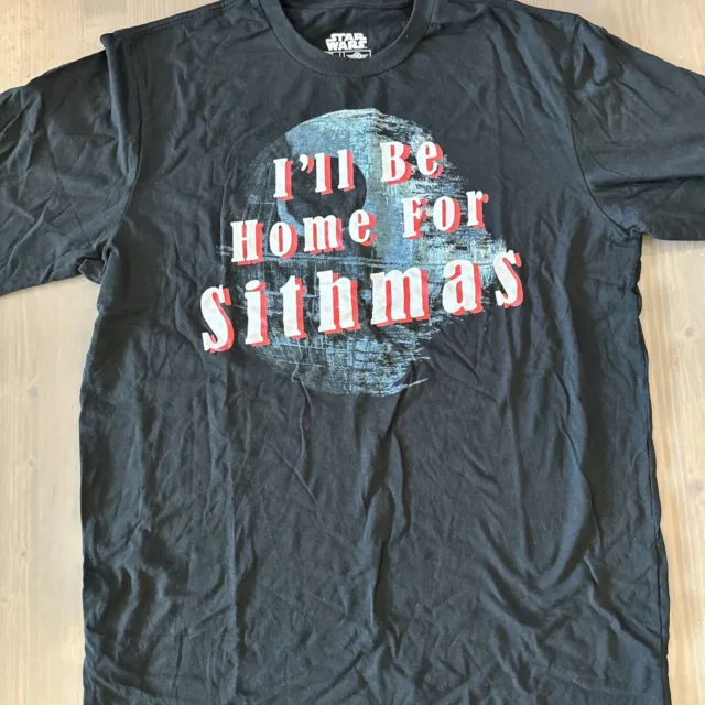 Star Wars Death Star "I'll Be Home For Sithmas" T-Shirt Men's Size X-Large tall