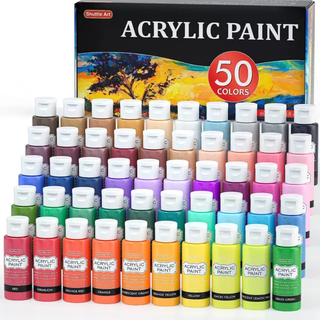 Acrylic Paint Shuttle Art 50 Colours Acrylic Paint Set 2oz 60ml Bottles Rich