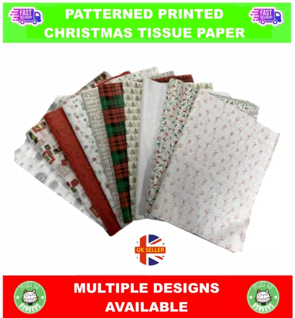 PATTERNED PRINT TISSUE - GIFT WRAPPING PAPER LUXURY SHEETS - ACID FREE  35x45cm