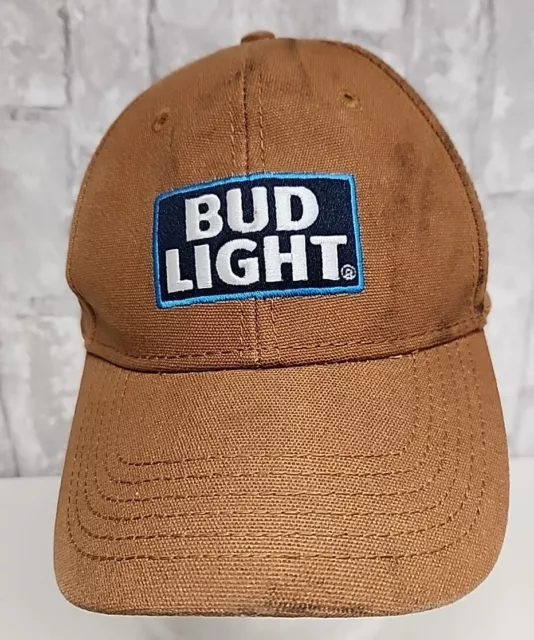 Bud Light Logo Mens Snapback Brown Canvas Distressed Work Hat