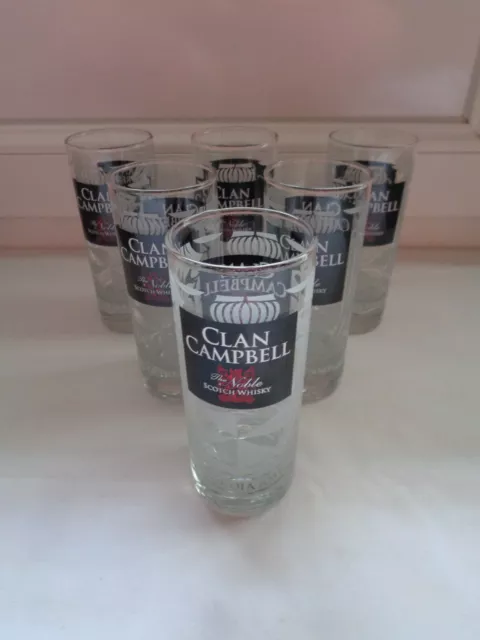 6 Verres Tube A Whisky Clan Campbell 17 Cl