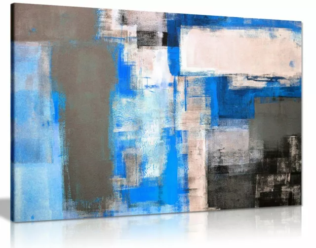 Office Art Grey And Blue Abstract Art Canvas Wall Art Picture Print Home Decor