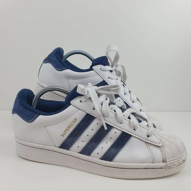 ADIDAS SUPERSTAR BLUE White UK 5.5 Gold Logo Unisex Mens Womens Boys Girls  24.99 - PicClick UK