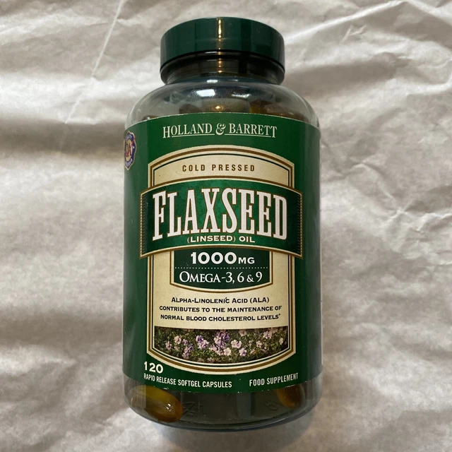 HOLLAND & BARRETT Flaxseed Linseed Oil Omega 369 120 Capsules £13.