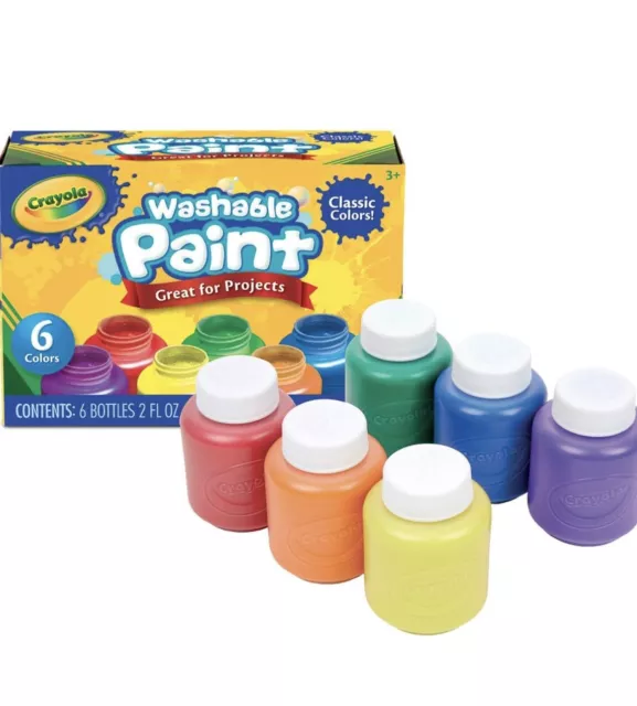 Crayola Washable Kids Paint, 6 Count, Kids At Home Activities Painting Supplies~