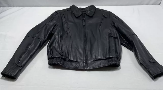 Womens First Leather Apparel Leather Motorcycle Jacket Vented Lined Size M