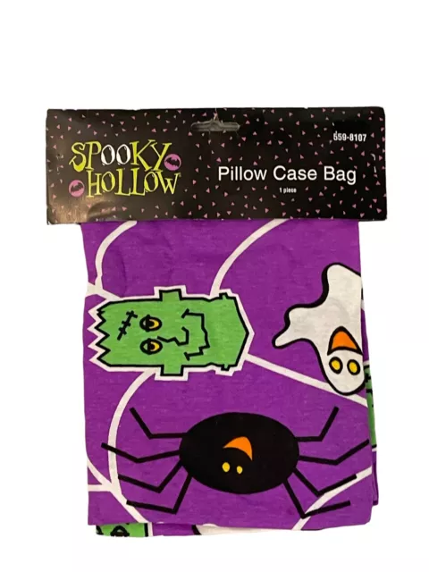 Vintage Spooky Hollow Halloween Frankenstein Ghost Spider 21x32 Pillowcase Bag