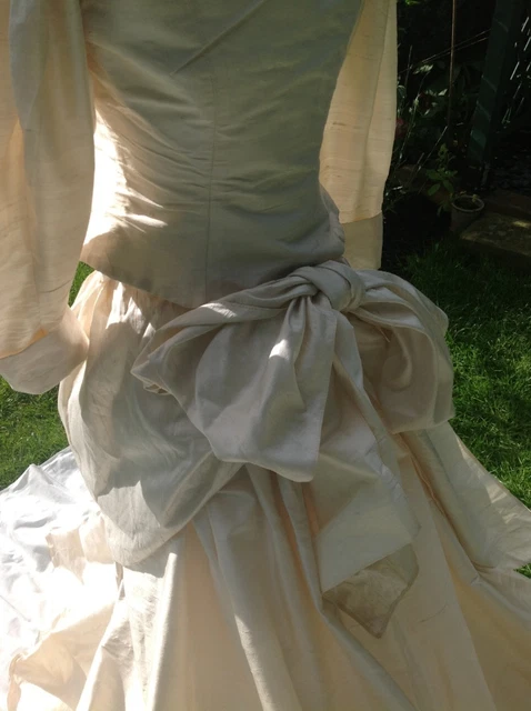IVORY SILK WEDDING dress Vintage Droopy and brown jacket skirt & train S12  VGC 250.00 - PicClick UK