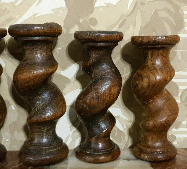 8 Barley twist turned spindle Column Antique french oak architectural salvage 4" 6