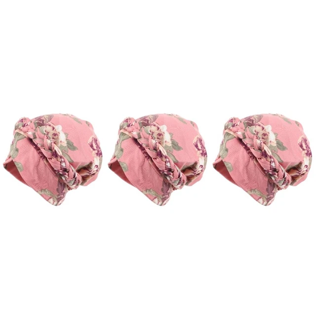 3pcs Africain Turban for Women Knot Hat Femme Bonnet Hat Enveloppez les cheveux