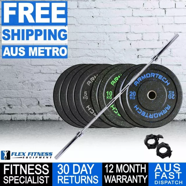 100kg Crossfit Weightlifting Barbell Bumper Plate Gym weightlifting set