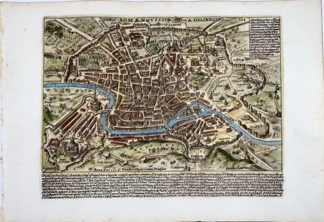 1618 Map Of ROM Mit Eine Schräg Projektion,Hand- Farbig, J.Laurus