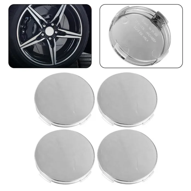 Enhance Your Vehicle's Appearance with Silver Tone Hub Cap Cover 65mm Diameter