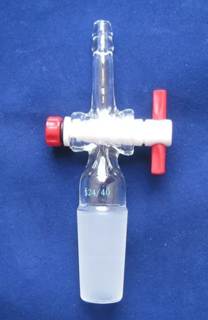 Straight vaccum adapter, with hose connection, PTFE stopcock, 24/40