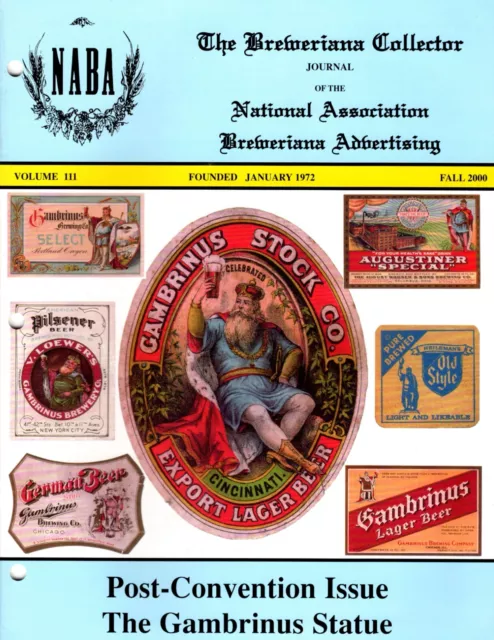 Naba Breweriana Beer Collector Magazine Fall 00 Aba Bcca Gambrinus Brewing