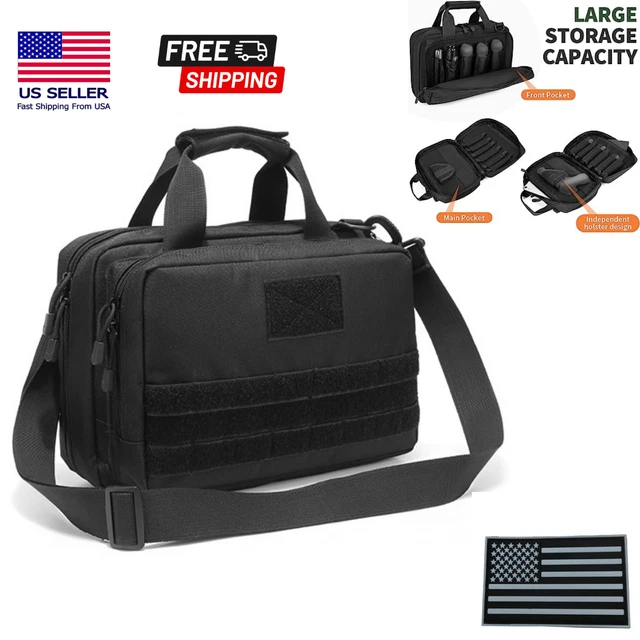 TACTICAL GUN RANGE Bag Deluxe Pistol Handguns Range Duffle Bag w/ USA