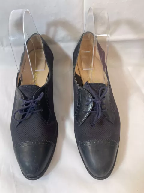 Salvatore Ferragamo Boutique Blue Suede Lace Up Oxfords Women’s Sz 6.5  Designer