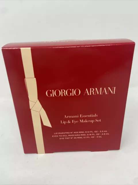 Mini Juego de Maquillaje de Labios y Ojos Giorgio Armani Labio Maestro-Ojos para Matar-Tinte de Ojos Nuevo en Caja