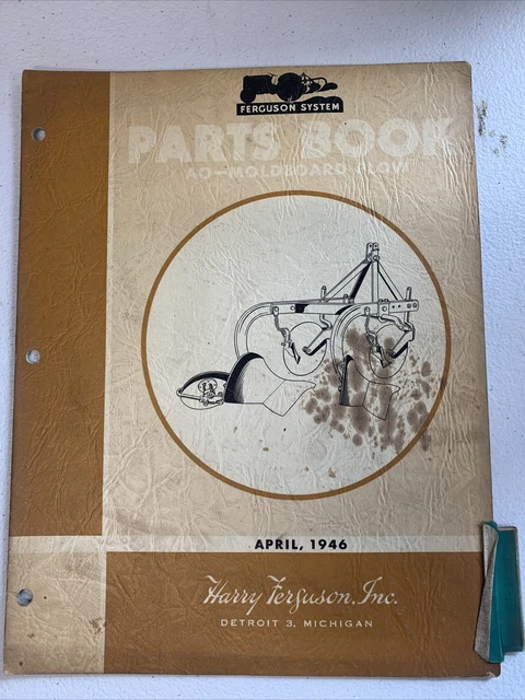 Vintage Ferguson System Parts Book for AO-Moldboard Plow from April 1946