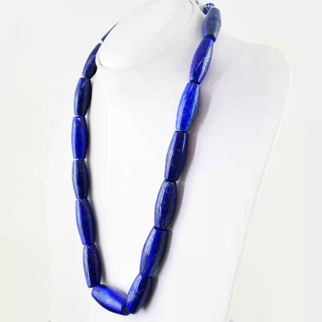 Beautiful 698.00 Cts Natural Blue Lapis Lazuli Untreated Beads Necklace (Rs) 2