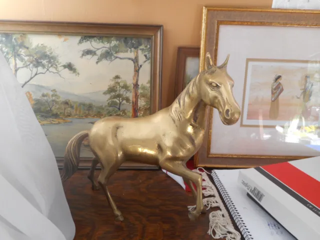 Gorgeous LARGE solid brass horse, very rare size