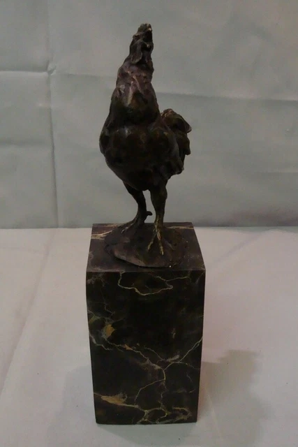 Estatua Gallo Pájaro Fauna Art Deco Estilo Art Nouveau Estilo Bronce sólido Firm 3