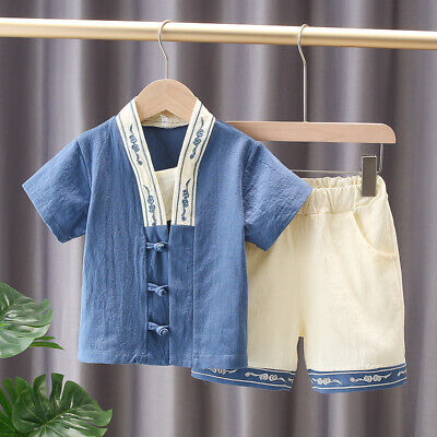 Children's Chinese Style Tang Suit Ethnic Rehearsal Costume Baby Summer Suit