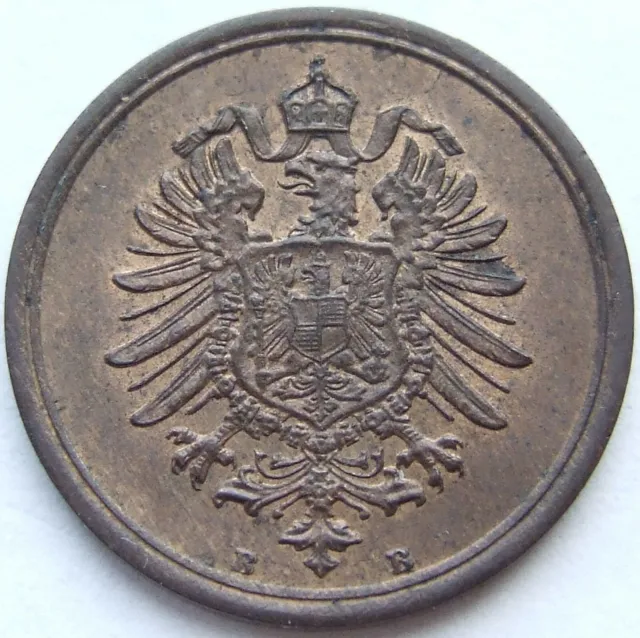 Moneta Reich Tedesco Impero Tedesco 1 Pfennig 1876 B IN Uncirculated 2