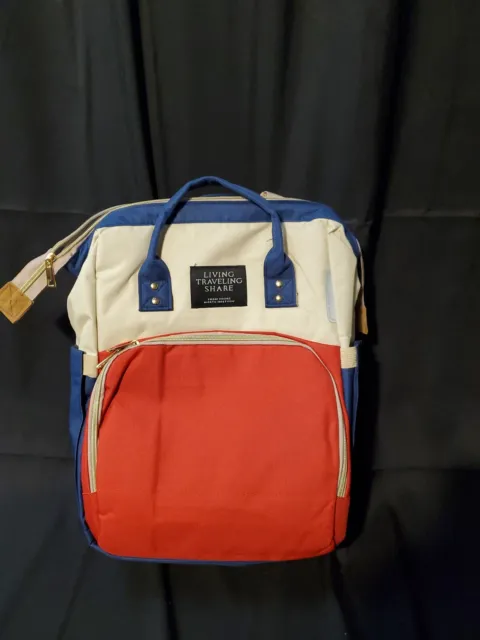 Diaper Backpack Waterproof Red White and Blue