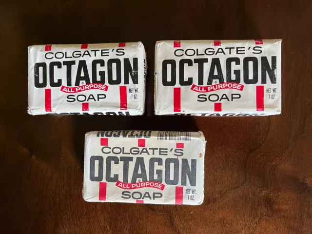 Vintage COLGATE OCTAGON Laundry Soap THREE Bars  New Old Stock