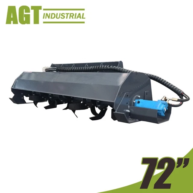 AGT 72" Skid Steer Hydraulic Rotary Tiller 32Pcs Blade Quick Attach Attachment