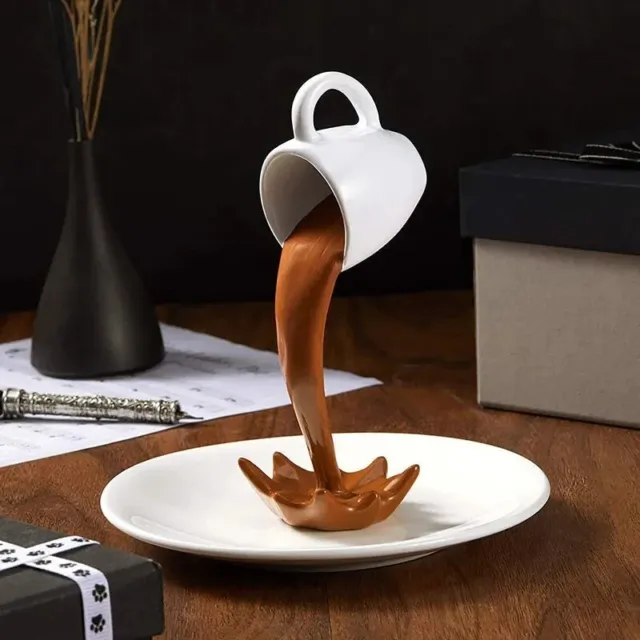 Deko Schwebende Kaffee Tasse  Wohn Küche Dekoration Statue Skulptur Geschenk