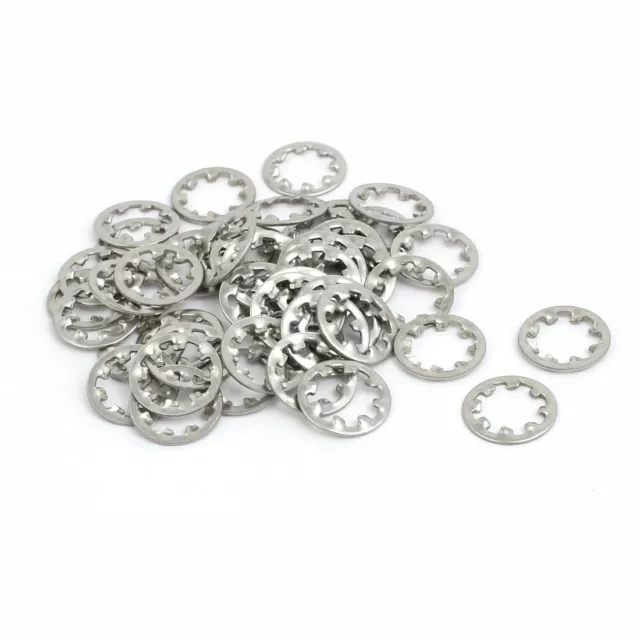 6mm Int. Dia acier inox Int. Dent Rondelle Serrage Argenté 50pc
