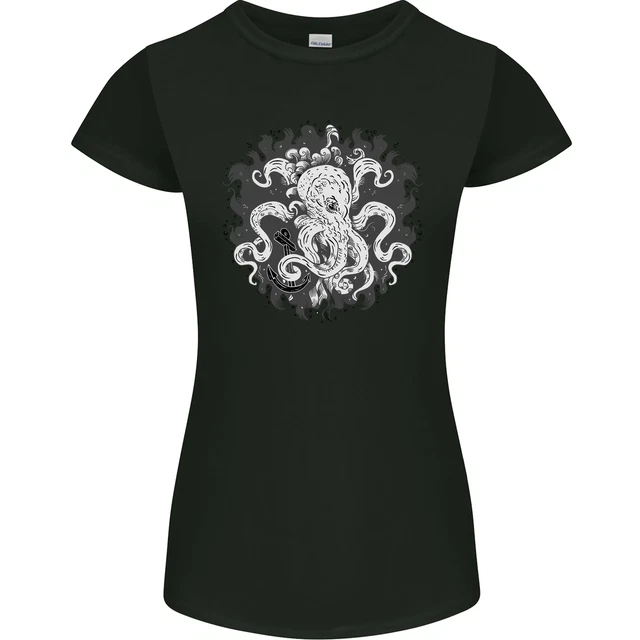 An Octopus dans Le Océan Profond Marin Voile Femmes Petite Coupe T-Shirt