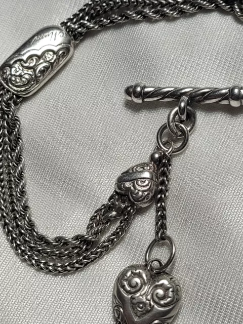 Antique Victorian Sterling Silver Pocket Watch Chain Albertina Mothers Day Gift