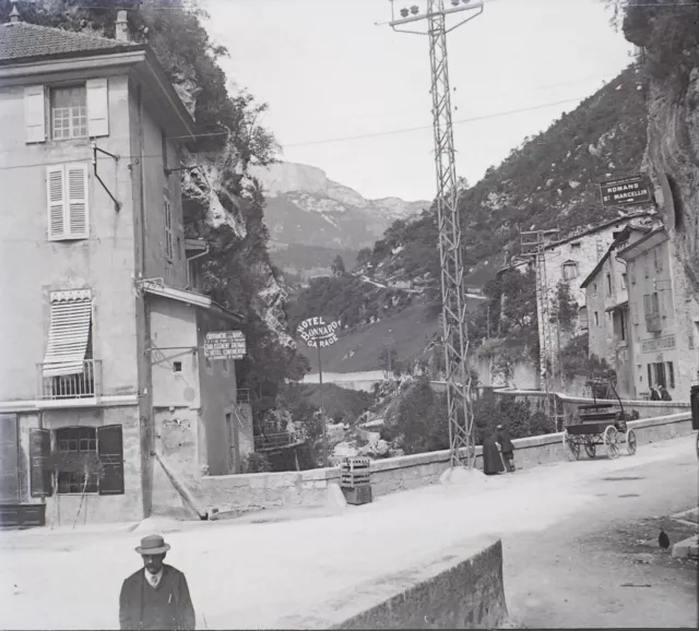 FRANCE Montagne Village Photo Plaque de verre NEGATIF Vintage VR11d20  