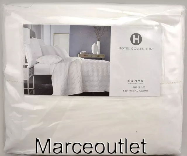 Hotel Collection 680 Thread Count Cotton QUEEN Sheet Set White