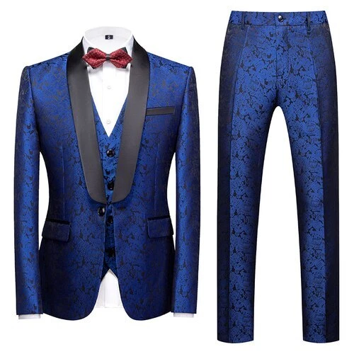 Spring and autumn 2023 men's casual flower suit three-piece jacket trousers vest